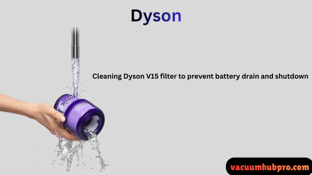Cleaning Dyson V15 filter to prevent battery drain and shutdown